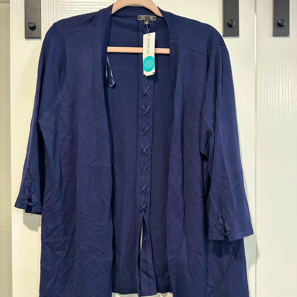 Plus Size 1X Lety & Me Navy Blue Cardigan